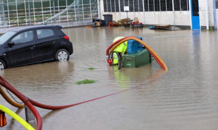 Hevige regenval zorgt voor wateroverlast bij tuinder in De Lier